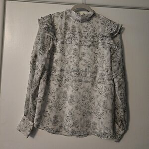 Ralph Lauren Black and White Floral Blouse
